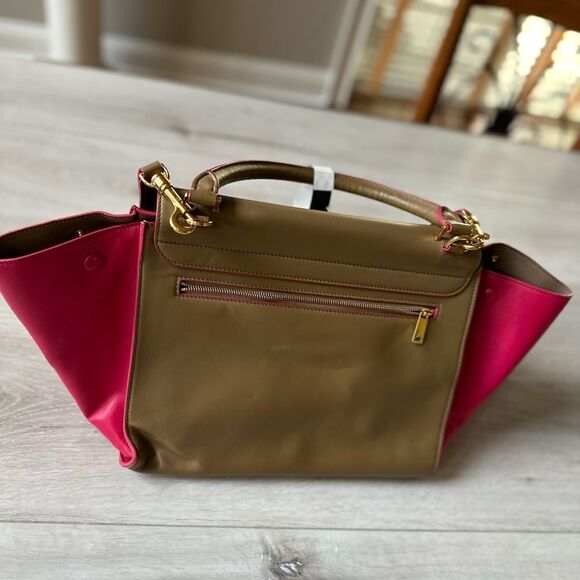 Celine Medium Bicolor pink/ Tan Leather Bag W/Shoulder Strap‎ NEW IN PKG - Picture 9 of 13